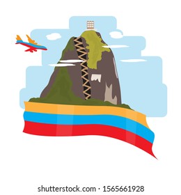 Travel to Colombia. Landscape of Guatape - Vector illustration