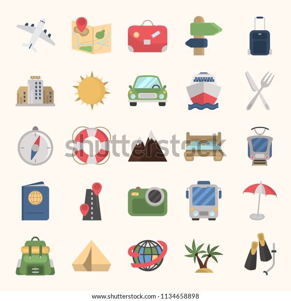 Travel\
color flat icon set for web and mobile\
design