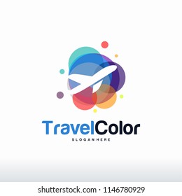 Logotipo de viaje Diseño vectorial, Diseño del logotipo de Plano Colorido Concepto vectorial