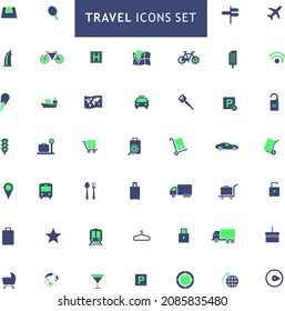 Travel color vector flat icon collection set