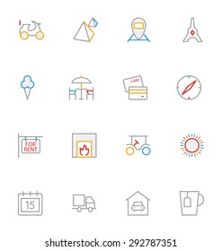 
Travel Colored Outline Vector Icons 4
