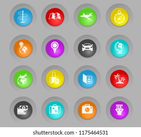 travel colored plastic round buttons vector icons for web and user interface design