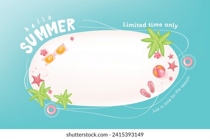 Travel Colorful Summer island beach vibes background layout banner design and summer calligraphy