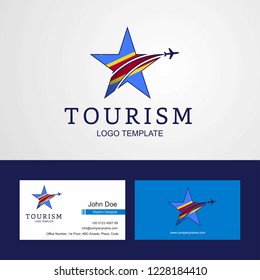 Travel Comoros flag Creative Star Logo and Business card design