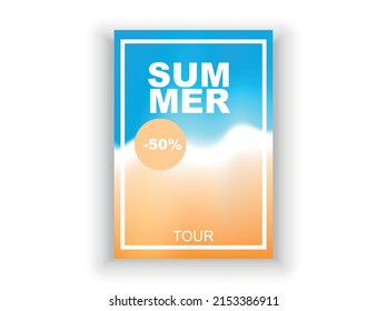 Travel company flyer template. Beach and sky.