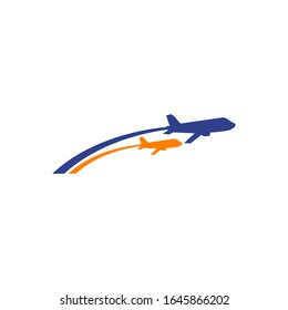 Travel company logo design with using plane icon vector template illustration