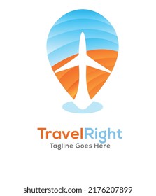 travel company logo tourism airline logo vacation holiday travel fly journey airplane business vector graphic logo transportation flight