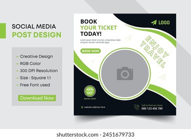 Travel company social media post design template