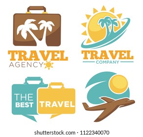 Travel company or tourist agency vector icons