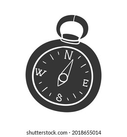 Travel Compass Icon Silhouette Illustration. Adventure Vector Graphic Pictogram Symbol Clip Art. Doodle Sketch Black Sign.