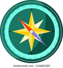 Travel compass, illustration, vector on a white background.