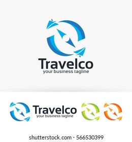 Travel compass logo design. Journey, Vacation and Travel agency logo concept. Vector logo template