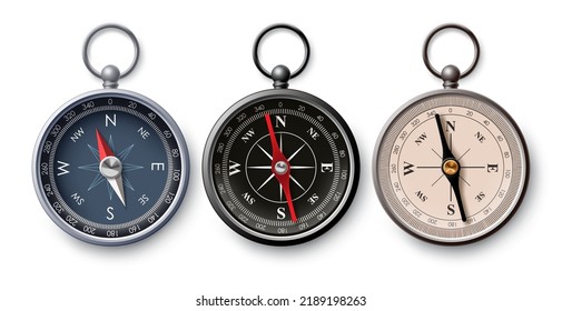 Travel compass vector set design. Compass navigation collection for tourist adventure direction tool elements. Vector Illustration. 