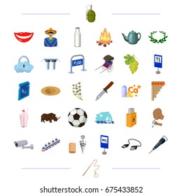 travel, computer, transportation and other web icon in cartoon style.sport, weapons, medicine icons in set collection.
