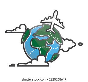 travel concept. airplane flying around the world. transportation concept. vector.
