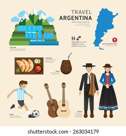 Travel Concept Argentina Landmark Flat Icons Design .Vector Illustration