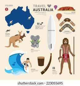 Travel Concept Australia Landmark Flat Icons Design .Vector Illustration