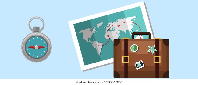 Travel concept. Bag with map