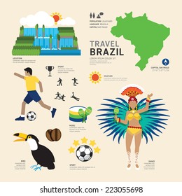 Travel Concept Brazil Landmark Flat Icons Design .Vector