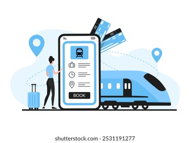 Concepto de viaje. Ilustración plana de Vector coloreado. El fondo blanco.