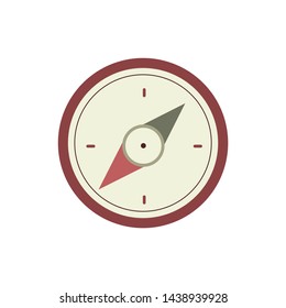 travel concept, compass icon vector, red outline design, flat illustration.