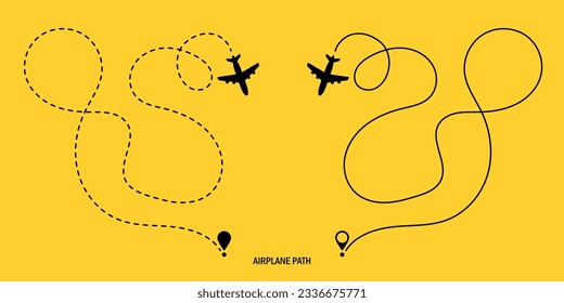 Travel concept. Dotted path airplane. Aircraft tracking. Airplane route plane path. Vector illustration on a isolated white background.