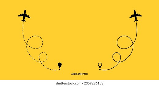 Concepto de viajes. Avión de ruta con puntos. Seguimiento de aeronaves. Ruta del avión. Ilustración vectorial en un fondo blanco aislado.