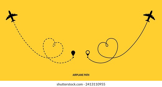 Travel concept. Dotted path airplane. Aircraft tracking. Airplane route plane path. Vector illustration on a isolated white background.