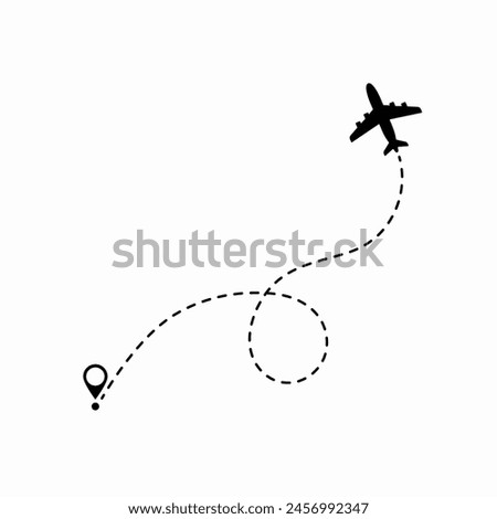 Travel concept. Dotted path airplane. Aircraft tracking. Airplane route plane path. Vector illustration on a isolated white background.