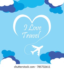 travel concept. Flying airplane among clouds . illustration . eps 10