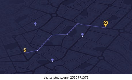 Travel concept. Geolocation and abstract GPS navigation, online navigation map pointer, place mark with map navigation. Tracking path with app. Vector illustration