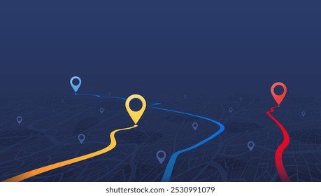 Travel concept. Geolocation and abstract GPS navigation, online navigation map pointer, place mark with map navigation. Tracking path with app. Vector illustration