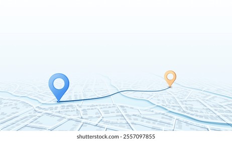 Travel concept. Geolocation and abstract GPS navigation, online navigation map pointer, place mark with map navigation. Tracking path with app. Perspective vector illustration