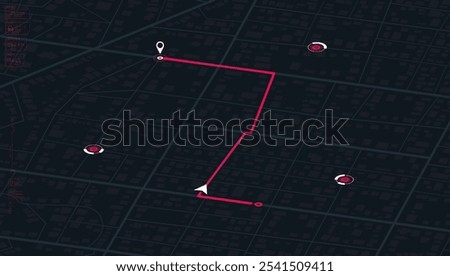 Travel concept. Geolocation and abstract GPS navigation, online navigation map pointer, place mark with map navigation. Tracking path with app. Vector illustration
