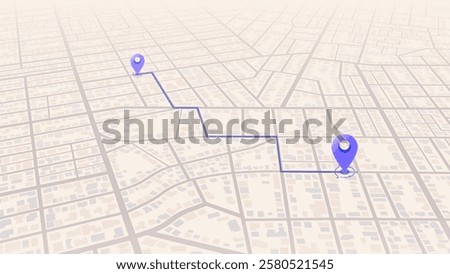 Travel concept. Geolocation and abstract GPS navigation, online navigation map pointer, place mark with map navigation. Tracking path with app. Perspective vector illustration