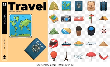 Travel concept illustrations. Set of travel vector illustrations