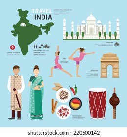 Travel Concept India Landmark Flat Icons Design .Vector Illustration 