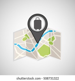 travel concept location map suitcase pin design, vector illustration  graphic 