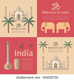 Travel concept posters of India. 