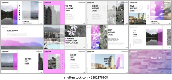 Travel concept presentations design, portfolio vector templates with graphic elements on white. Multipurpose template for presentation slide, flyer leaflet, brochure cover, report, advertising.
