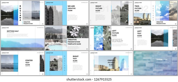 Travel concept presentations design, portfolio vector templates with graphic elements on white. Multipurpose template for presentation slide, flyer leaflet, brochure cover, report, advertising.
