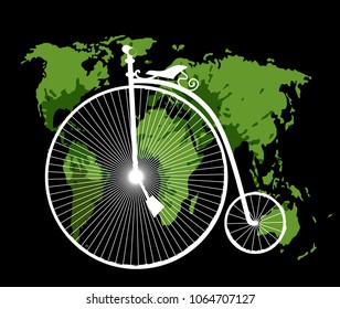 Travel concept with retro bicycle