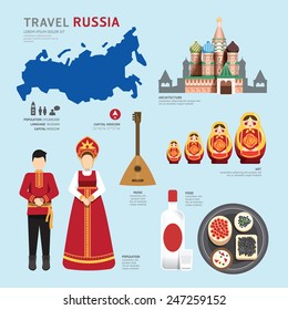 Travel Concept Russia Landmark Flat Icons Design .Vector Illustration