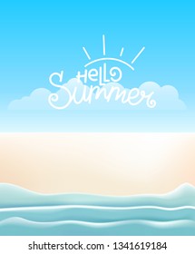 Concepto de viajes. Ilustración de vectores de playa de verano
