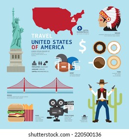 Travel Concept USA Landmark Flat Icons Design .Vector Illustration