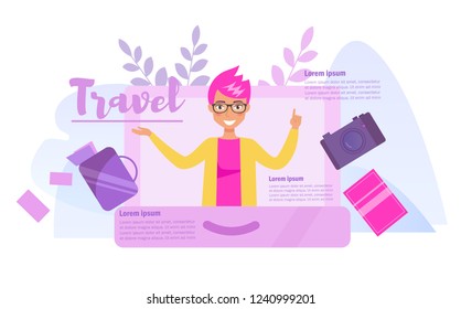 Travel concept 
Vector. Cartoon. Isolated art on white background. Flat