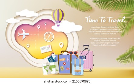 Travel concept vector illustration in flat style design. Vacation background