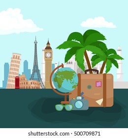 Travel concept vector illustration, Tourism and vacation trip planning