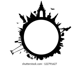 Travel concept : Vector, People, Shopping, Arts and Culture, and the main attractions in Thailand.