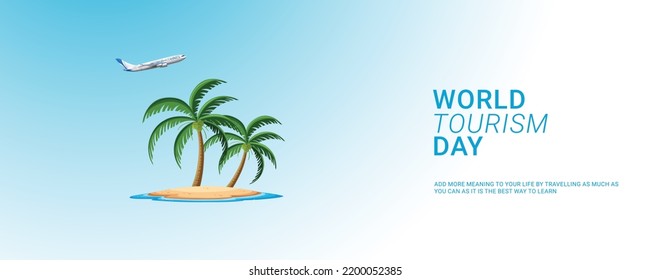 Travel Concept World Tourism Day Air Jet Design Vector Illustration